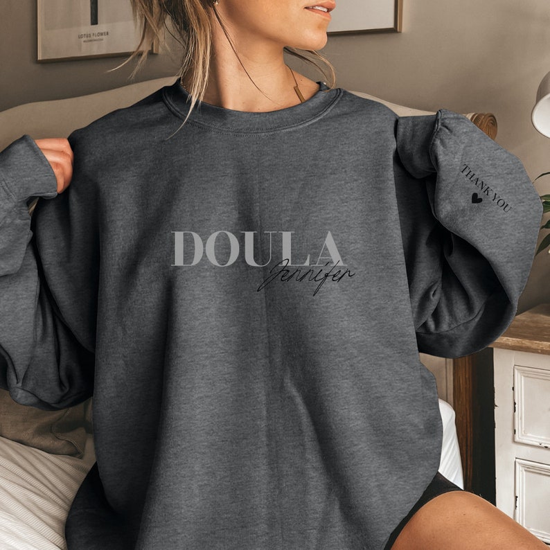 Personalized Doula Shirt, Custom Doula T-shirt, Doula Gift, Nurse Appreciation Gift, Midwife Tshirt, Labor and Delivery Nurse T shirt, Tee Dark Heather