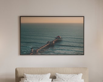 Pier Horizon beach surf orange county CA photography print download digital photo prints wall art home office nursery decor travel nature