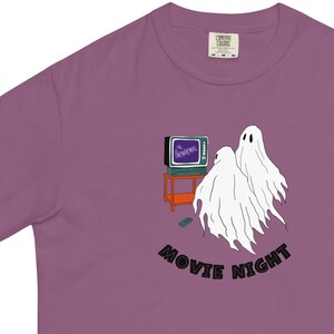 Ghosts watching horror movies Comfort Colors shirt, Ghost Halloween Shirt, Spooky Ghost shirt, Festive Halloween shirt, Graphic Tee