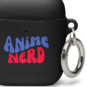 Anime Nerd AirPods case, Case voor AirPods en AirPod Pro, Anime fan case, Trendy Wavy Text ontwerp, cadeau voor hem, cadeau voor haar