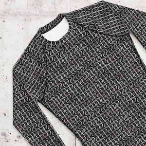 LARP Chainmail printed shirt Men&#39;s Rash Guard, Sun-protecting long sleeve chainmail shirt, shirt for Live action roleplay, cosplay, exercise