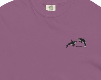 Camisa bordada Orca Whale Comfort Colors, camiseta unisex de ballena asesina, camisa Orca Lover, regalo náutico, regalo amante del océano, ballena asesina divertida