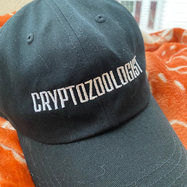 Cryptozoologist embroidered dad hat, cryptid hunter hat, Bigfoot enthusiast hat, funny gift for cryptid lover, monster hunter