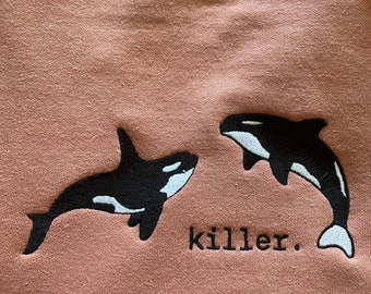 Embroidered Orca Whale sweatshirt, Killer whale pullover, Orca Lover shirt, Nautical gift, Ocean lover gift