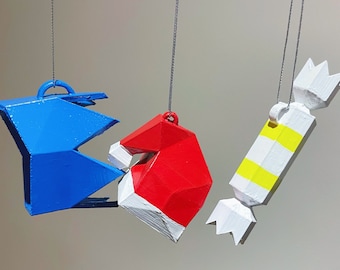 Adornos navideños de Old School Runescape (gorro de fiesta/galleta navideña/gorro de Papá Noel) Modelos impresos en 3D y pintados a mano (OSRS)