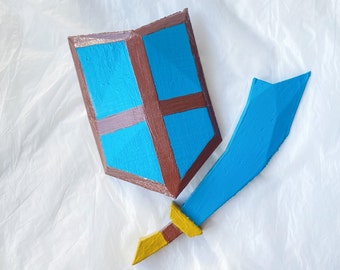 Kit de cimitarra y escudo de Runescape de la vieja escuela (todas las variantes disponibles) Modelo en miniatura impreso a mano en 3D (OSRS)