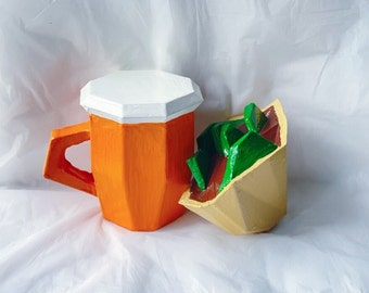 Miniatura de cerveza y kebab de Runescape de la vieja escuela, impresa en 3D y pintada a mano (OSRS)