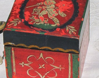 Antique Napoleon III Box Black Lacquered Papier Mache With
