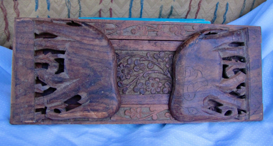 Carved Elephant Wooden Folding Book Rack/bookend Archana Etsy