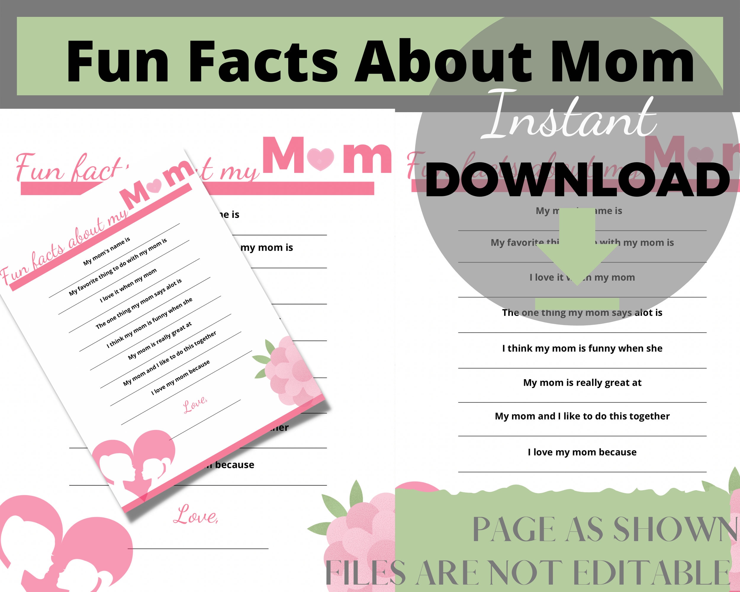 Happy Mother's Day Printable Fun Facts About Mom - Etsy