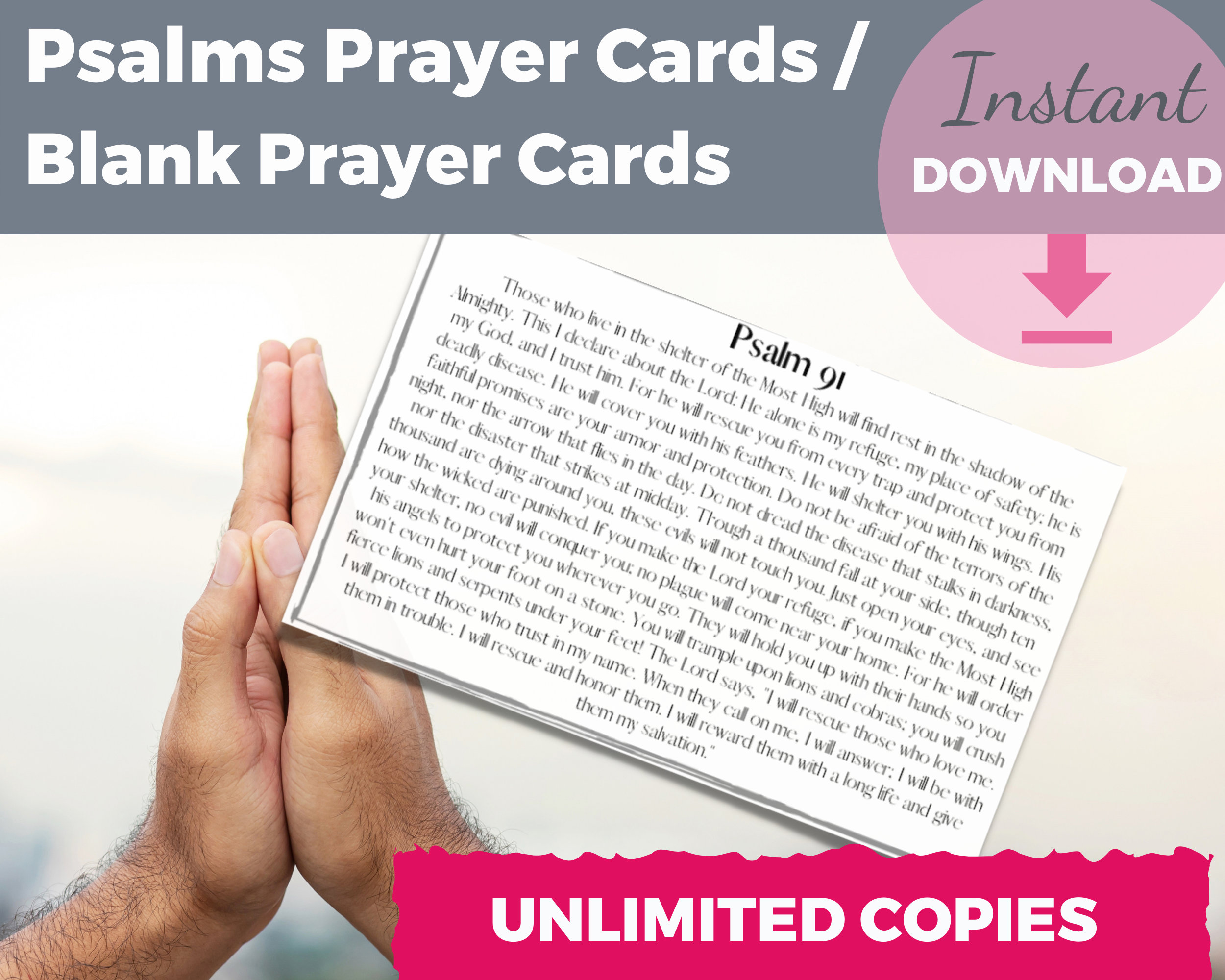 Psalm 91 Prayer Cards in Spanish. Wallet Size Prayer Cards. 