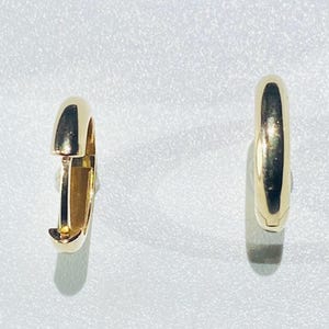 Small Sparkly Huggie Earrings | 14k Solid Yellow Gold