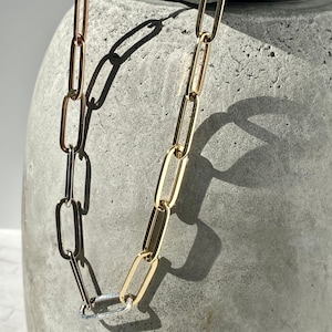 Statement-Maker: 14K Tri Color Large Paper Clip Chain Necklace | 24.25 Inches