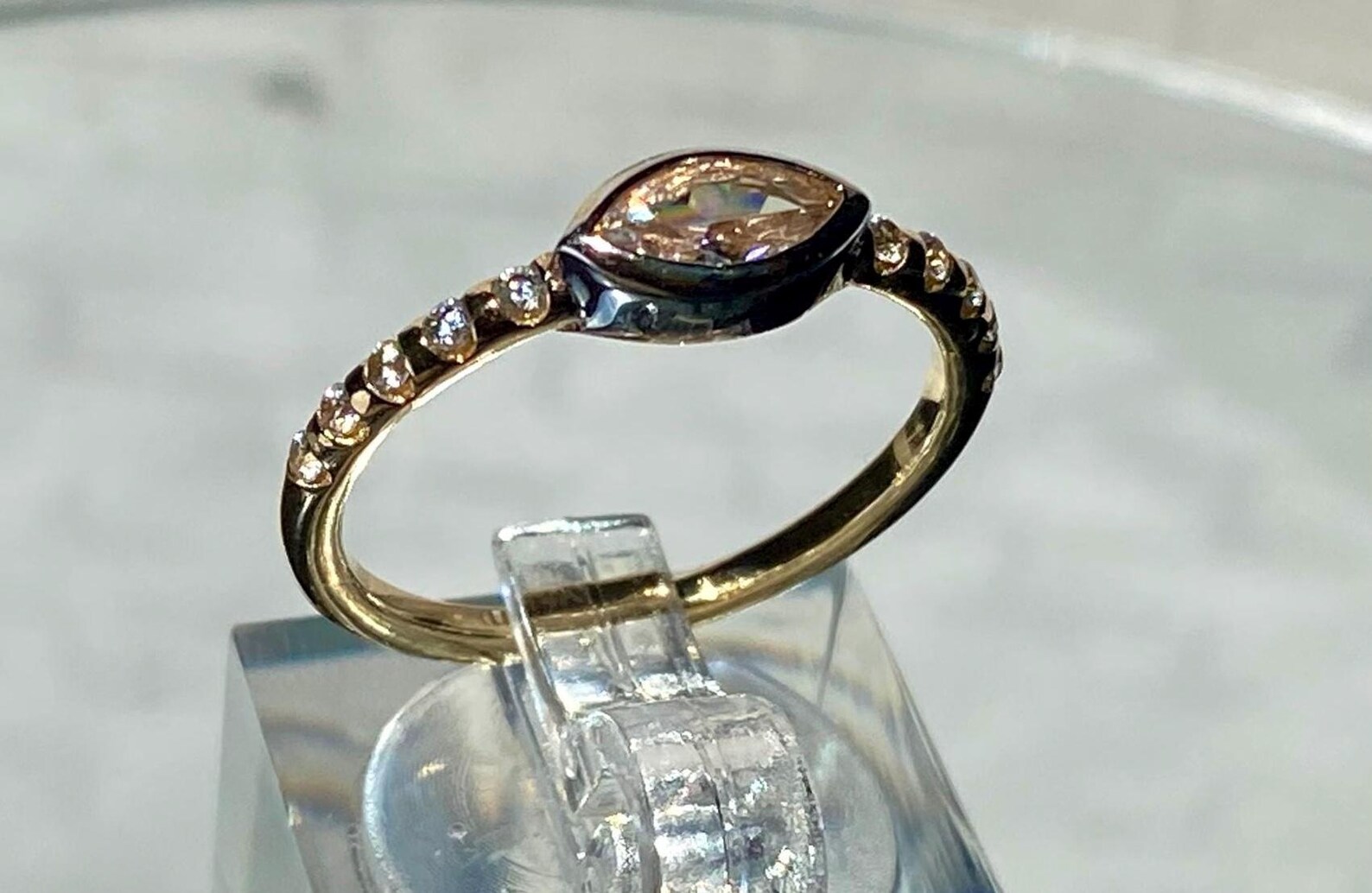 14K Gold Stacking Rings: Dainty Cubic Zirconia Accents - Etsy