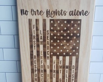Engraved 17.25" x 11.25" Wood Sign Personalized Gift for EMT Military Gift for First Responder Gift for Veteran Gift for Police Officer Gift