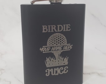 Engraved Flask 8oz with funnel Personalized Gift Golf Gift for a Golfer Birdie Gift