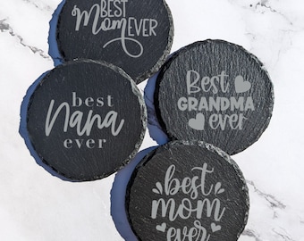 Engraved Coaster Set (4) Best Grandma Gift for Best Mom Gift for Mother's Day Gift for Grandma Gift for Nana Gift