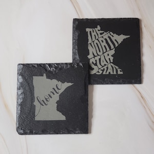 Engraved Coaster Set (4) Minnesota Housewarming Gift for First Home Buyer Gift for Couple Buying Home