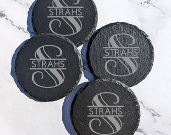Personalized Slate Coasters - Monogram Coasters Gift for Home buyer Gift for Family Housewarming Gift