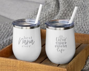 Engraved wine tumbler 12oz with straw Best Grandma Gift for Best Mom Gift for Mother's Day Gift for Grandma Gift for Nana Gift