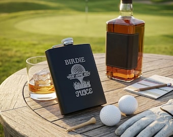 Engraved Flask 8oz with funnel Personalized Gift Golf Gift for a Golfer Birdie Gift