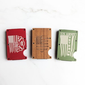 Cartera RFID personalizada y/o cuchillo para policía, bombero, veterano del ejército - Tributo grabado a los héroes Cartera segura y elegante