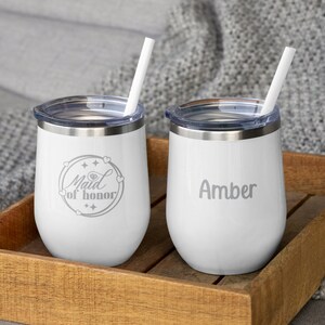 Cheers to the Leading Lady! Engraved Wine Tumbler for Maid of Honor | Personalized Bridal Party Gift | Bridesmaid Proposal | Wedding Favors