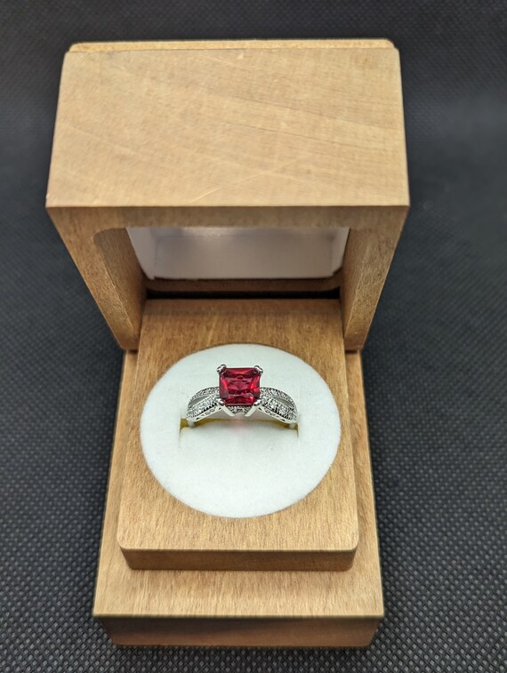 Lab created ruby and white topaz sterling silver … - image 1