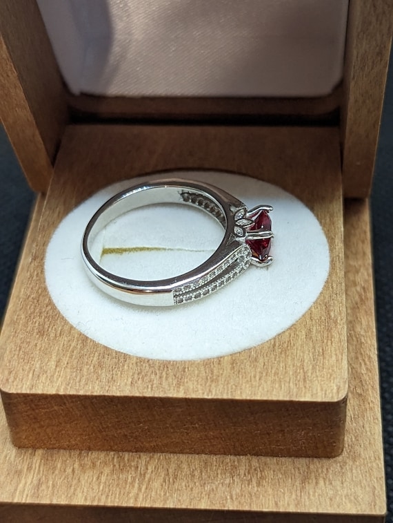 Lab created ruby and white topaz sterling silver … - image 3