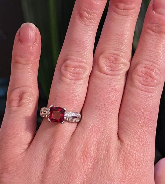 Lab created ruby and white topaz sterling silver … - image 6