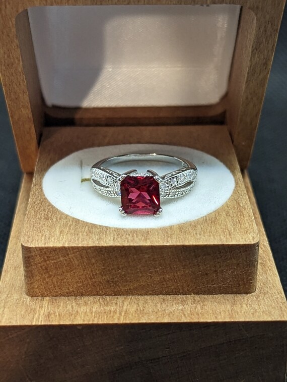 Lab created ruby and white topaz sterling silver … - image 2