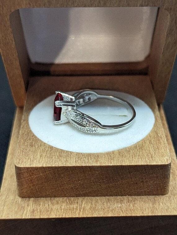 Lab created ruby and white topaz sterling silver … - image 5