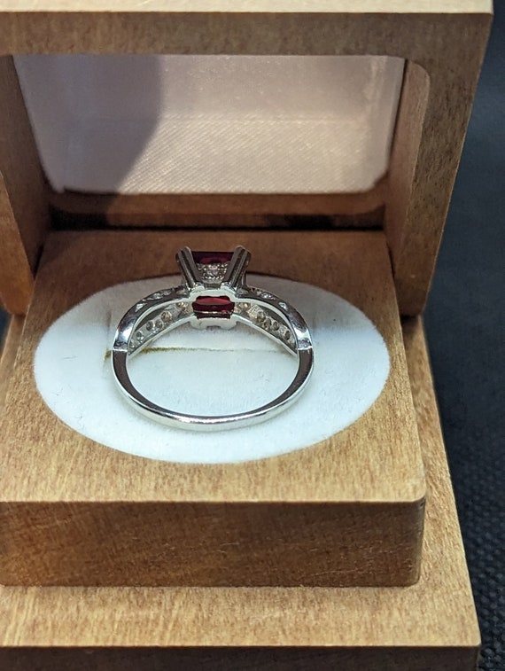 Lab created ruby and white topaz sterling silver … - image 4