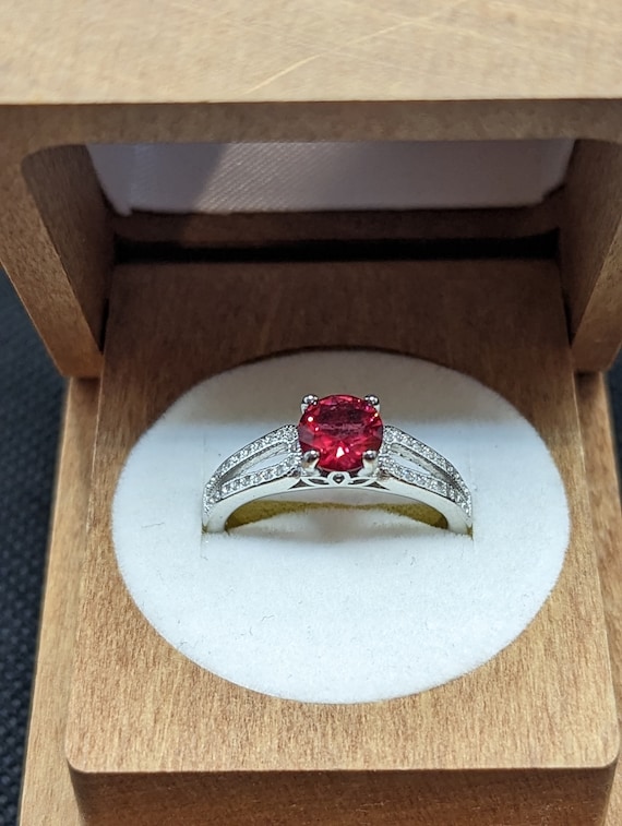 Lab created ruby and white topaz sterling silver … - image 1