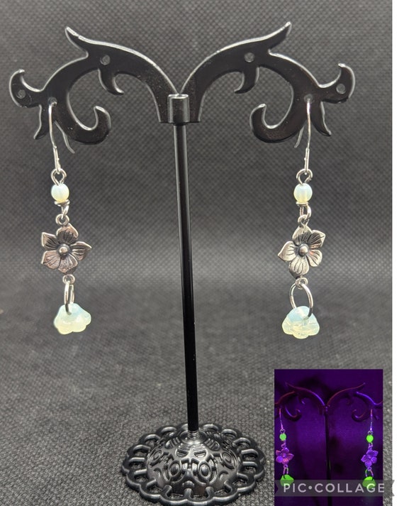 Sterling silver floral uranium earrings