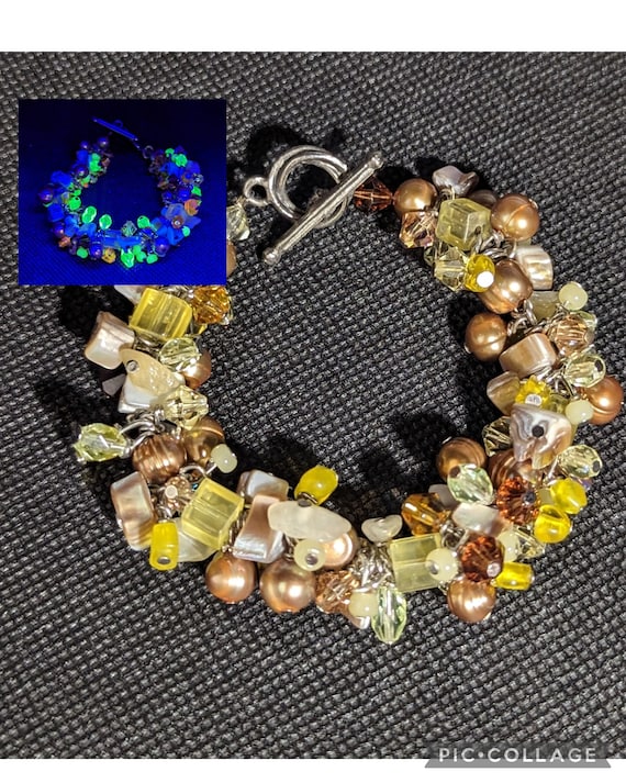 Uranium cadmium and pearl bracelet
