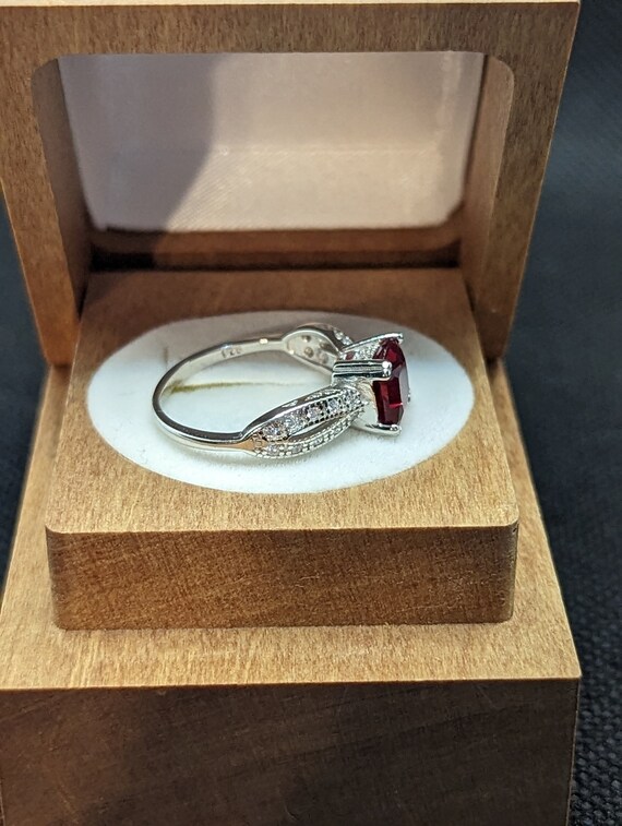 Lab created ruby and white topaz sterling silver … - image 3