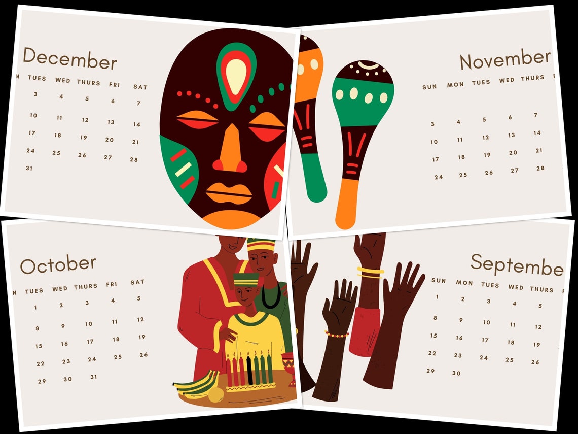 2024 African Minimalist Calendar Printable Sunday Start African Wall