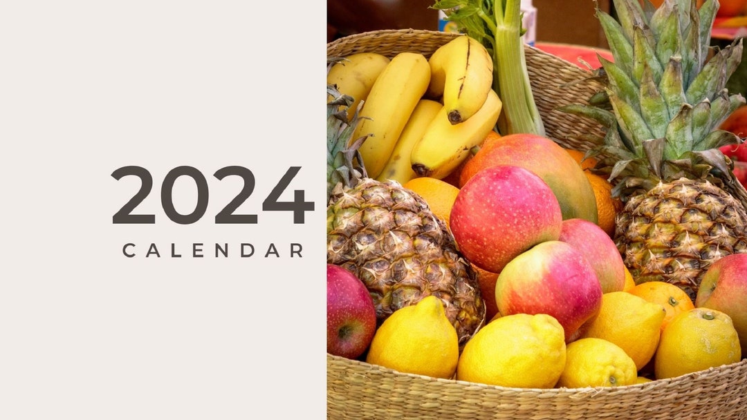 2024 Fruits Calendar Printable Sunday Start Fruit Basket Wall Calendar