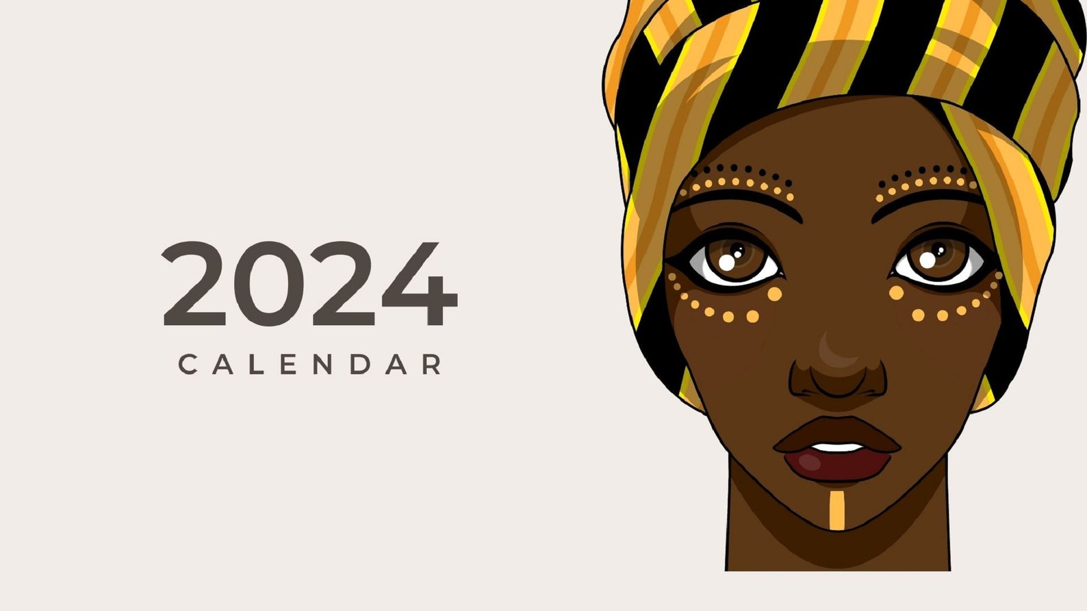 2024 African Minimalist Calendar Printable Sunday Start African Wall
