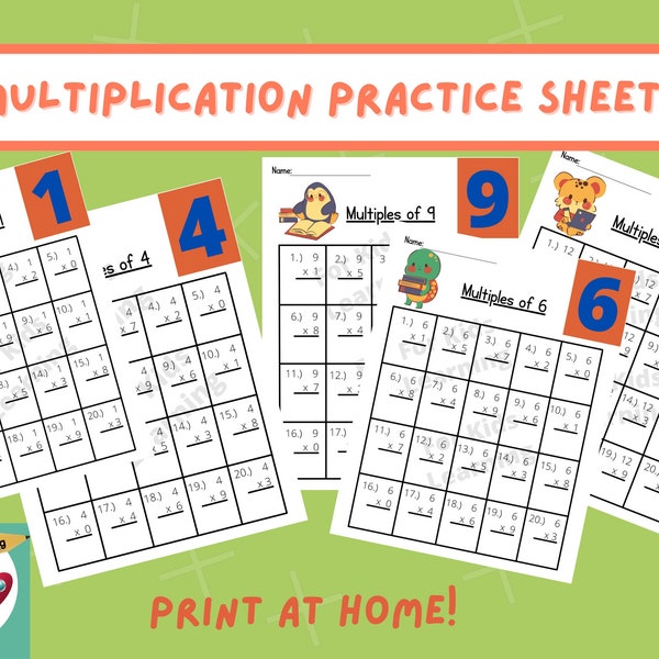 Multiplications 1-12, Educational Prints, Third Grade, Times Tables, Elementary School, Kids Math Sheets, Multiplication PDF, Homeschool