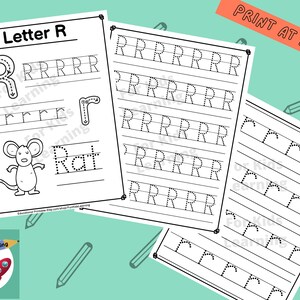 Puede incluir: Hoja de trabajo imprimible para aprender la letra R. La hoja de trabajo presenta una R may&uacute;scula grande, una r min&uacute;scula peque&ntilde;a y la palabra "Rat&oacute;n" con l&iacute;neas punteadas para trazar. Tambi&eacute;n hay varias l&iacute;neas de Rs punteadas para practicar la escritura de la letra.