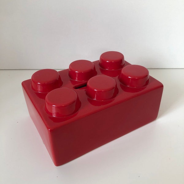 Vintage Red Lego Block shaped Piggy Bank