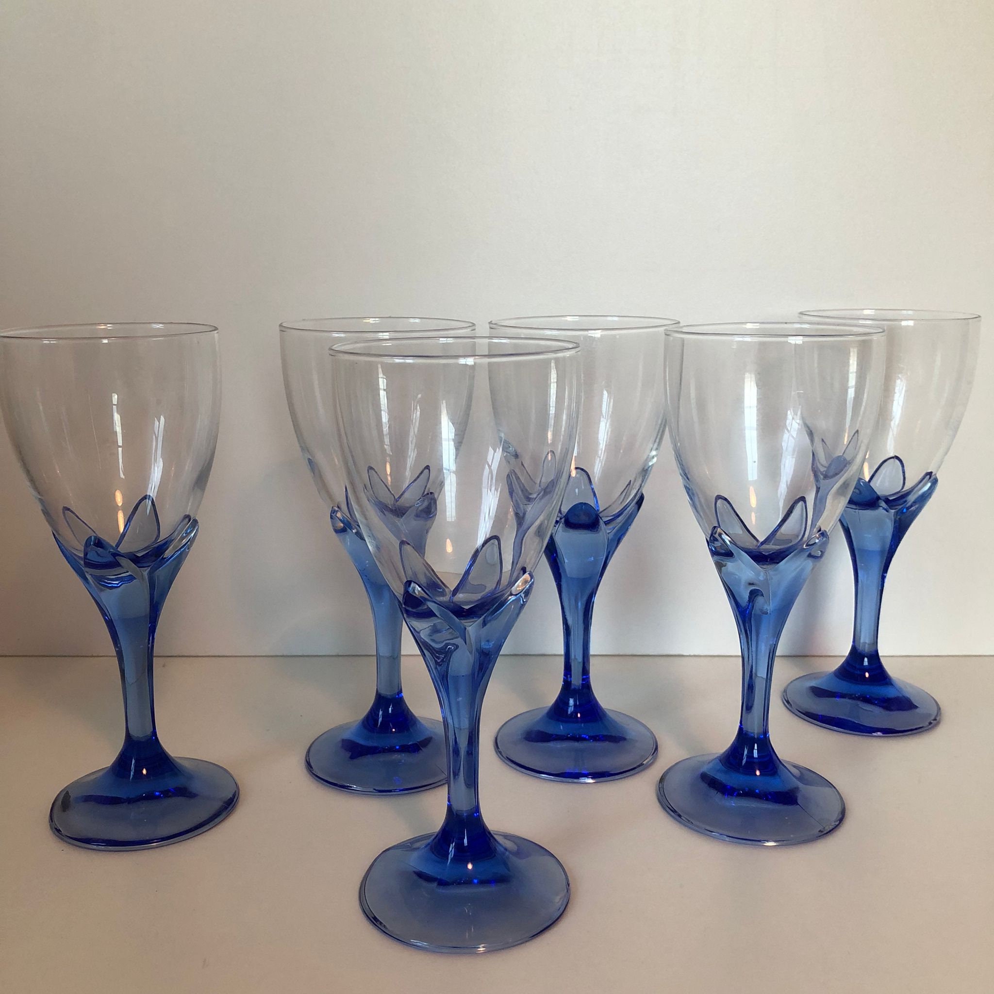Bormioli Rocco Cobalt Blue 6set ヴィンテージ Bormioli Rocco Murano Cobalt Blue Low Ball Glasses - Set of 7