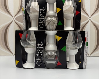 RARE Vintage set of 3 BODUM design Oktett with white stem in original packing 1980s - designed by Carsten Jorgensen