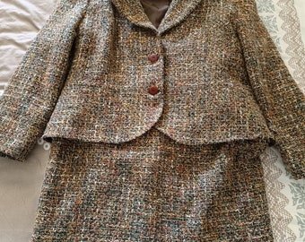 Brown Tweed Jacket and Skirt Set