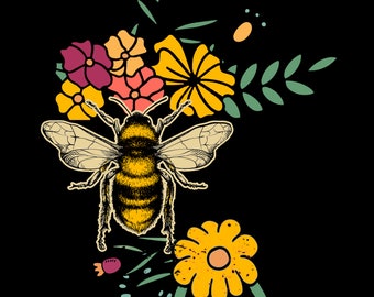 Retro Bee Kind PNG Sublimation, Printable, Wall Art