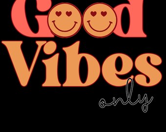 Retro Good Vibes PNG Sublimation, Printable, Wall Art
