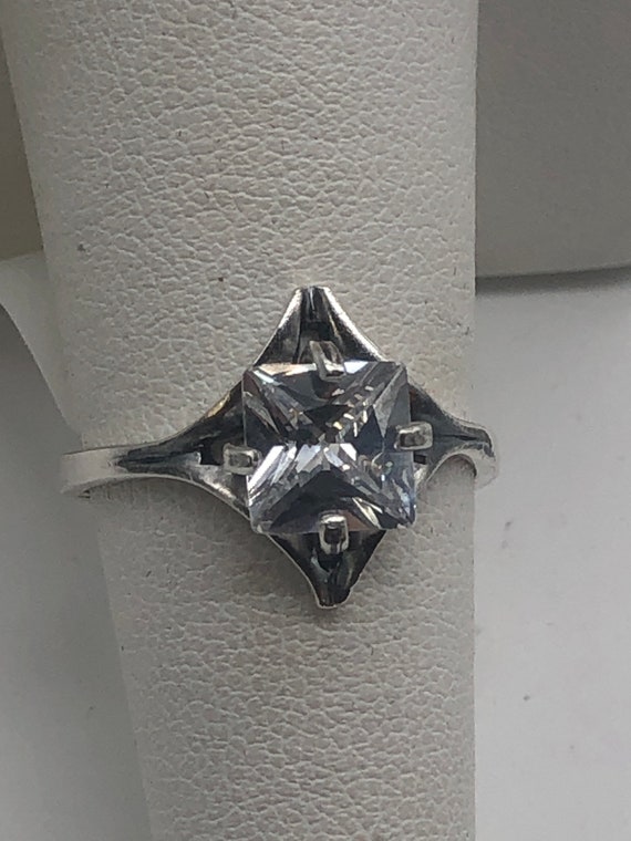 Vintage sterling silver CZ  engagement ring - image 1
