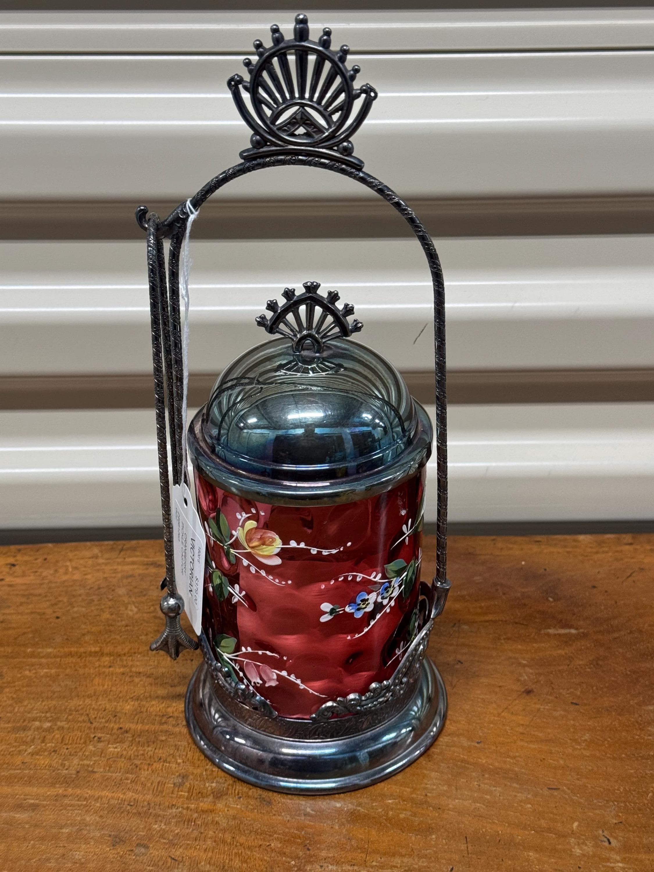 Antique Victorian Cranberry Enamel Pickle Castor - Etsy